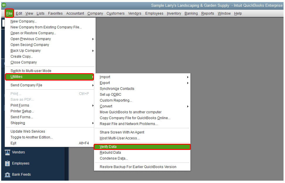 verify and rebuild quickbooks data