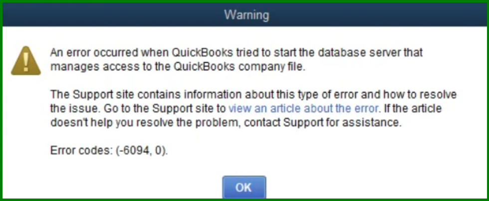 QuickBooks Error 6094, 0 Message Code