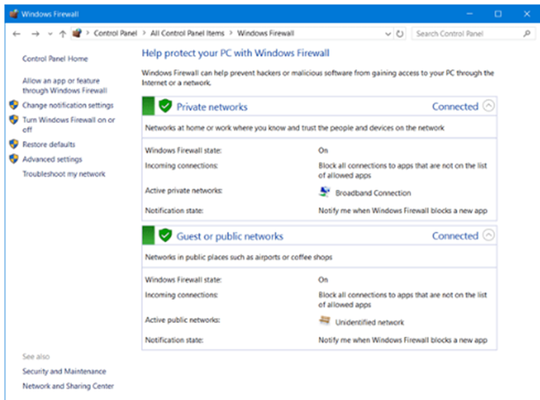 Configure Windows Firewall Settings