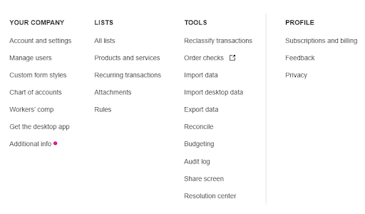 Use the Gear Icon in QuickBooks Online